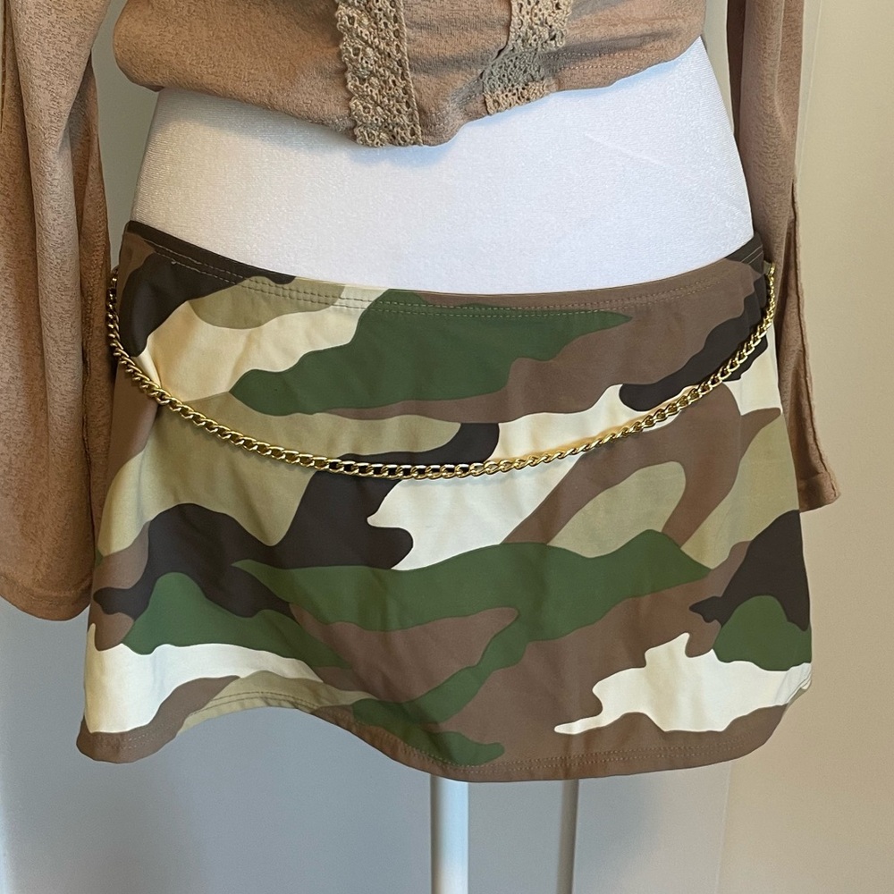 camo y2k vintage guess swim skirt
